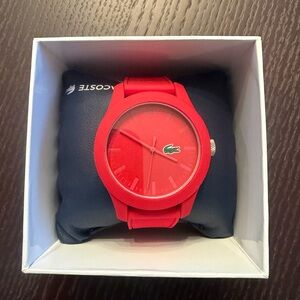 Lacoste Red Silicone Sport Watch with Green Logo